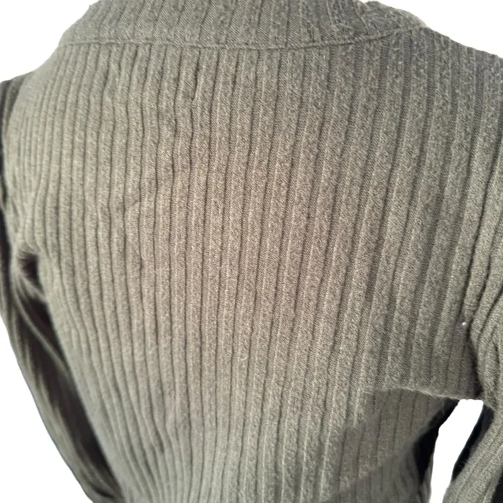 Madewell Ribbed Olive Green Sweater Cozy Knit Top Viscose Soft Relaxed Fit Small